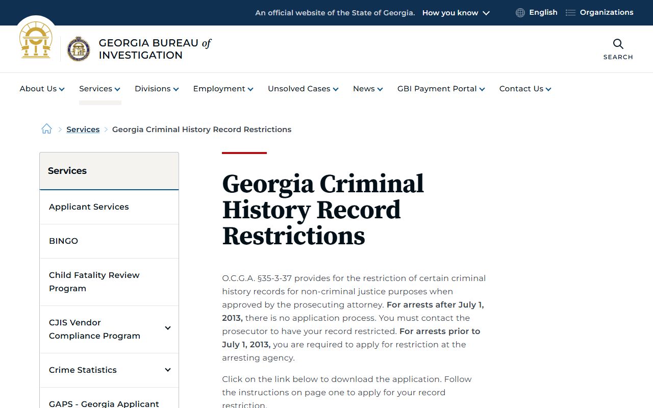 Pickens County criminal court records and Georgia record restriction information