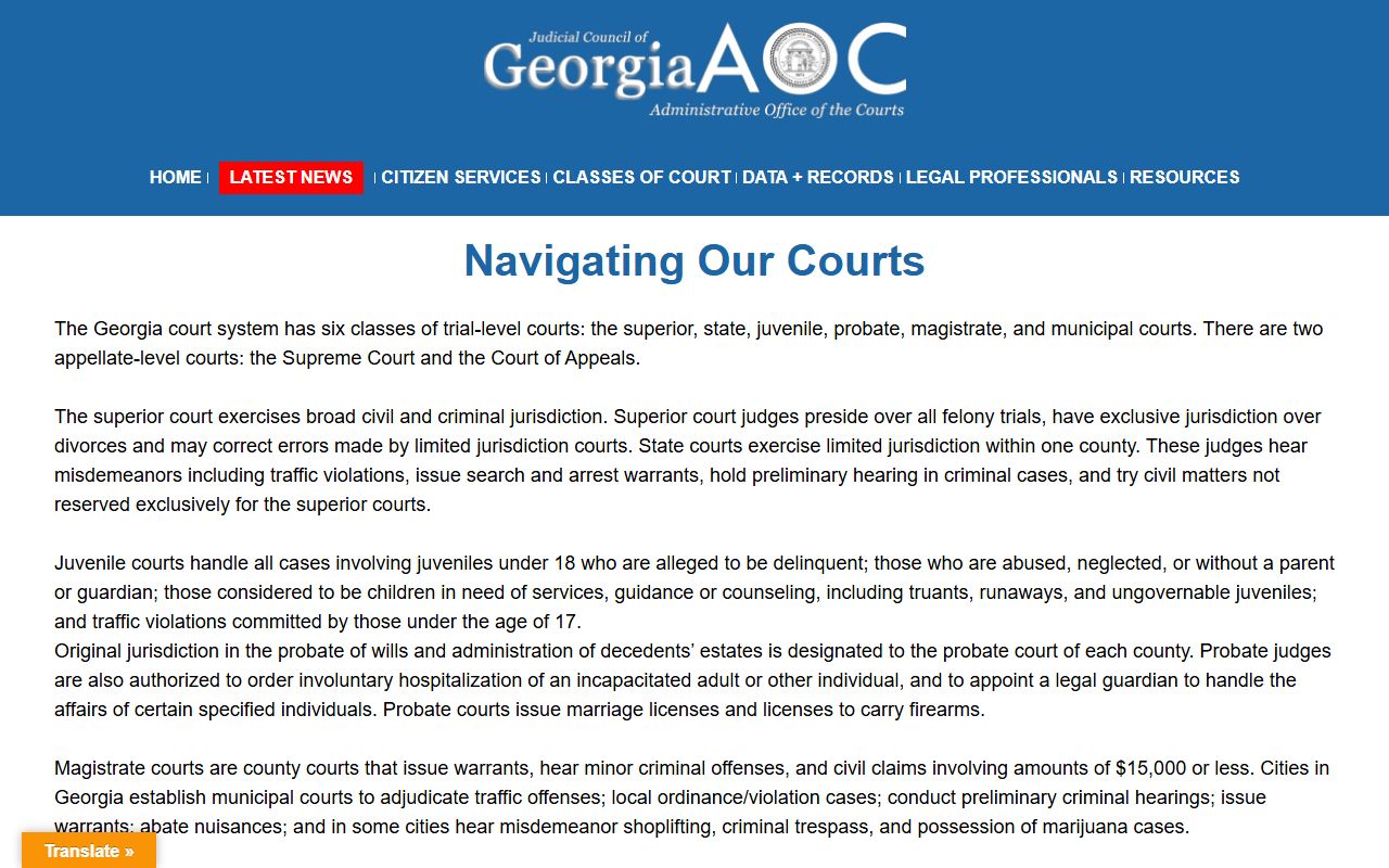 Georgia Courts court structure overview