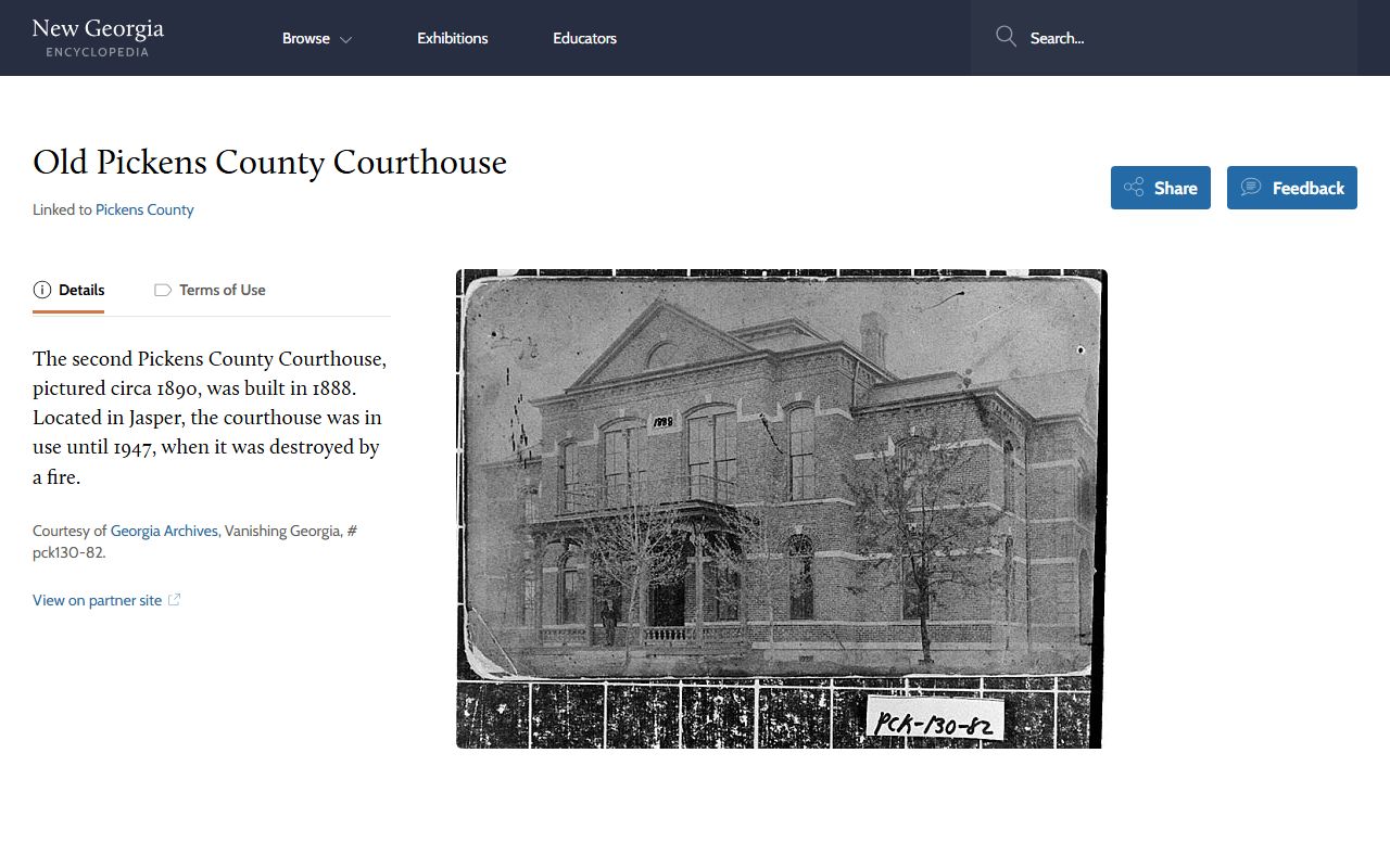 New Georgia Encyclopedia Pickens County history
