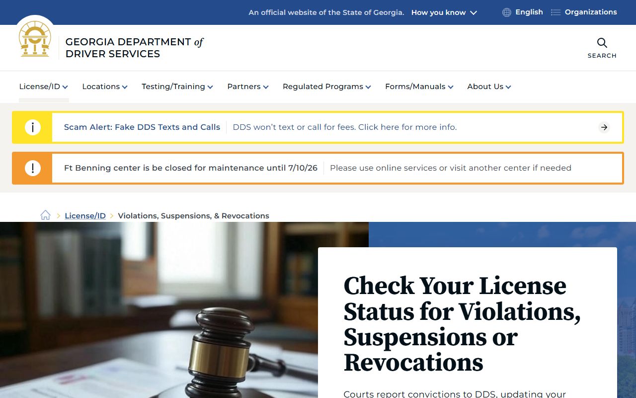 Pickens County traffic court records DDS violations and suspensions